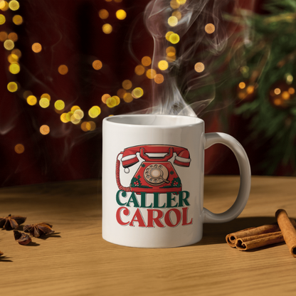 Shop the Claus Caller Carol: Personalized Christmas Mug with Double-Sided Print