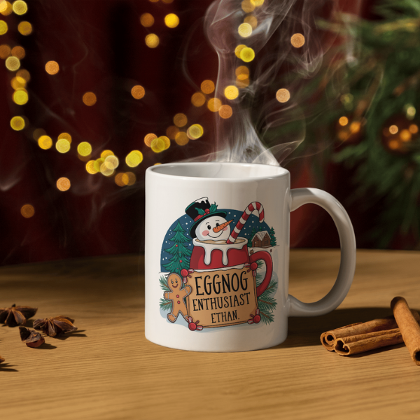 Shop Personalized Christmas Mug for Eggnog Enthusiasts - Custom Design Printed on Both Sides