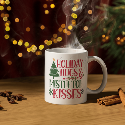 Shop the Holiday Hugs & Mistletoe Kisses V2 Family Christmas Mug - Double-Sided Print for Festive Cheer