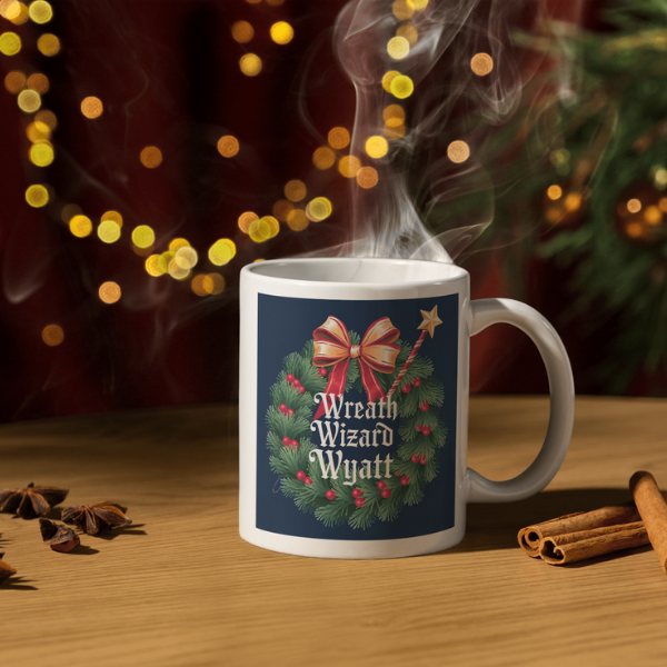 Shop the Personalized Wreath Wizard Wyatt Christmas Mug - Double-Sided Print