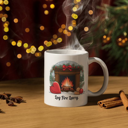 Shop Personalized Christmas Mug by Log Fire Larry - Double-Sided Print