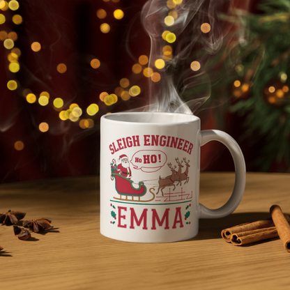 Shop the Personalized "Sleigh Engineer Emma" Christmas Mug - Double-Sided Print