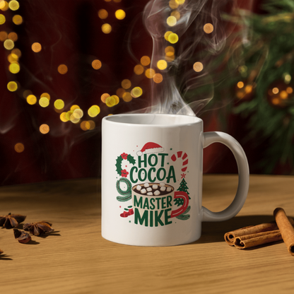 Shop the Personalized "Hot Cocoa Master Mike" Christmas Mug - Double-Sided Print