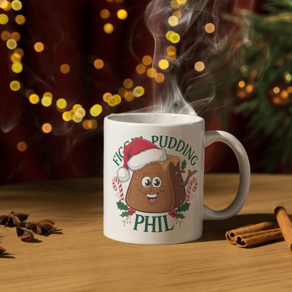 Shop Personalized Figgy Pudding Phil Christmas Mug - Double-Sided Print