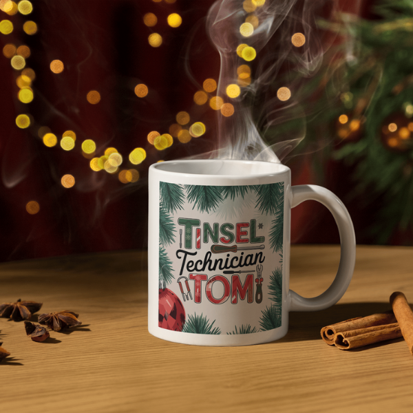 Shop the Tinsel Technician Tom V3 Personalized Christmas Mug - Double-Sided Print