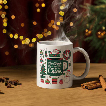 Shop Personalized Christmas Mug - Festive Cheermeister Chloe Design, Double-Sided Print