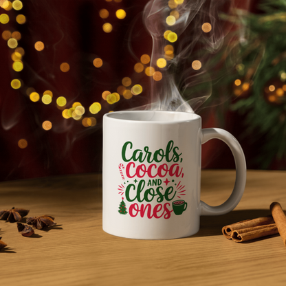 Shop the Family Christmas Mug: "Carols, Cocoa, and Close Ones" - Double-Sided Print