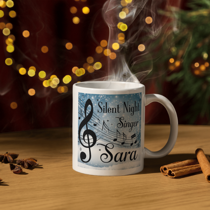 Shop the Personalized Silent Night Singer Sara Christmas Mug – Double-Sided Print