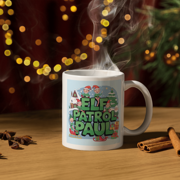 Shop Personalized Elf Patrol Paul Christmas Mug - Double-Sided Print