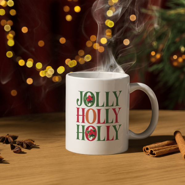 Shop the Jolly Holly Personalized Christmas Mug - Double-Sided Print