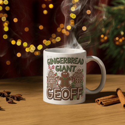 Shop the Personalized Gingerbread Giant Geoff Christmas Mug – Double-Sided Print for Festive Cheer