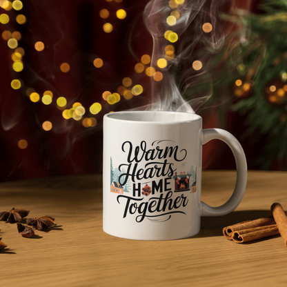 Shop the Family Christmas Mug - "Warm Hearts, Home Together" Design, Double-Sided Print