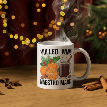 Shop the Personalized Mulled Wine Maestro Mark Christmas Mug – Double-Sided Print