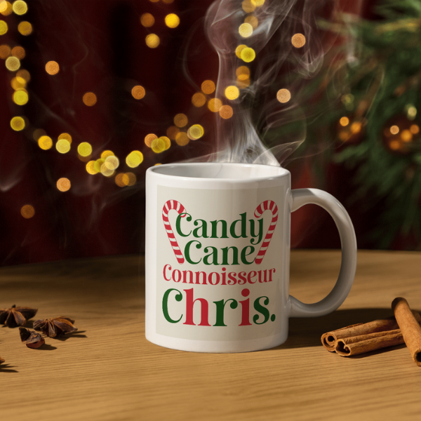 Shop the Personalized Candy Cane Connoisseur Chris Christmas Mug - Double-Sided Print