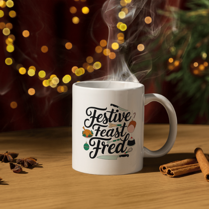 Shop the Festive Feast Fred Personalized Christmas Mug - Double-Sided Print