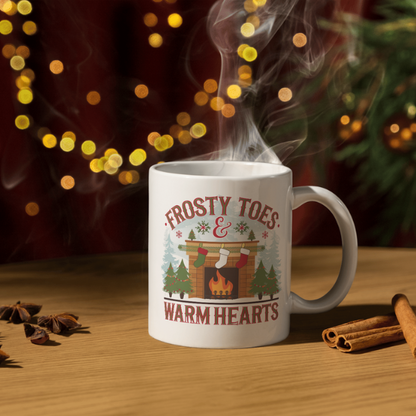 Shop the Family Christmas Mug: "Frosty Toes & Warm Hearts" - Double-Sided Print