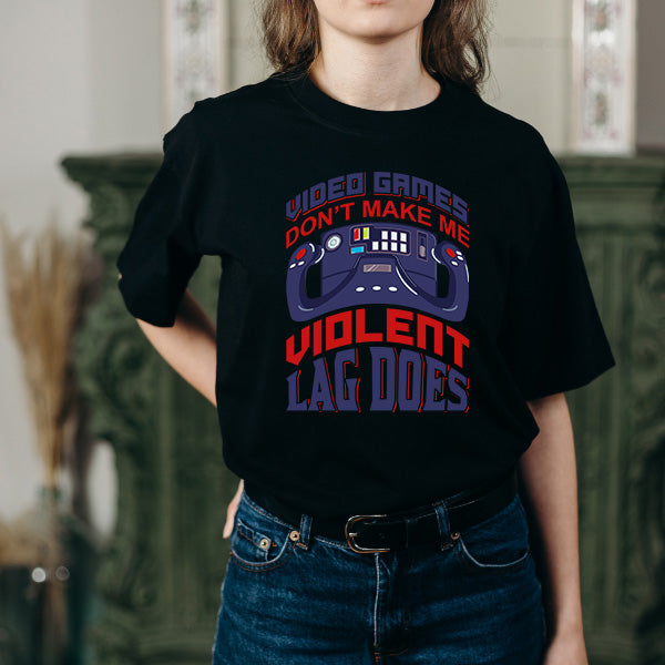 Unisex T-Shirt: 'Lag Causes Violence' | Premium Gaming Apparel