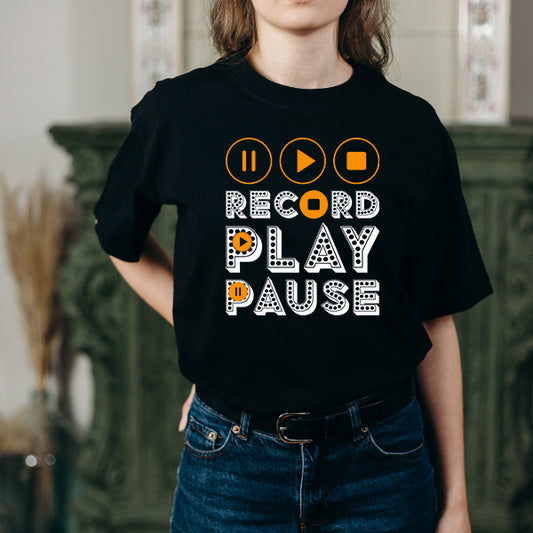 Record Play Pause Unisex T-Shirt | Ideal for Music Lovers