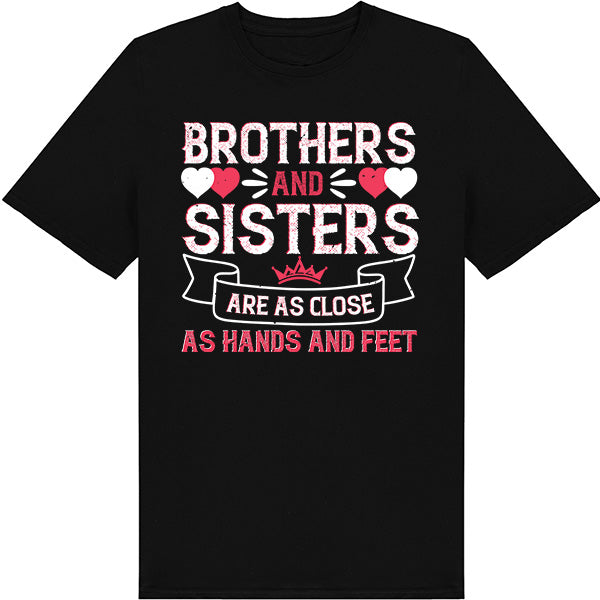 Unisex Sibling T-Shirt - 'Close as Hands & Feet' Design