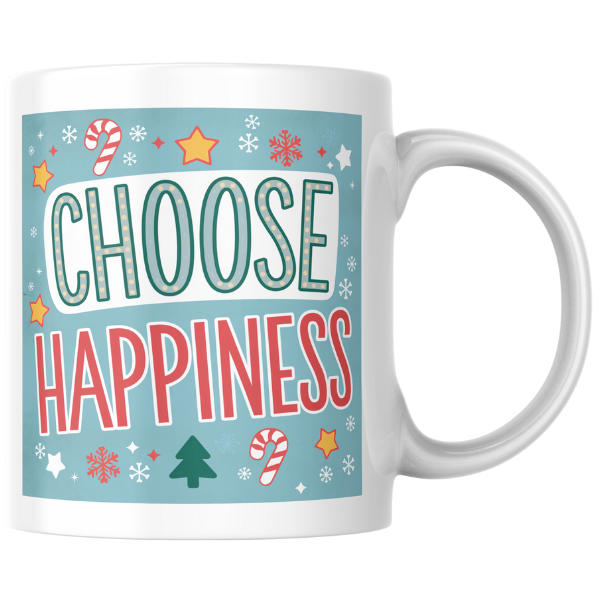 Shop the "Choose Happiness" Christmas Mug - Perfect Holiday Gift for Coffee Lovers