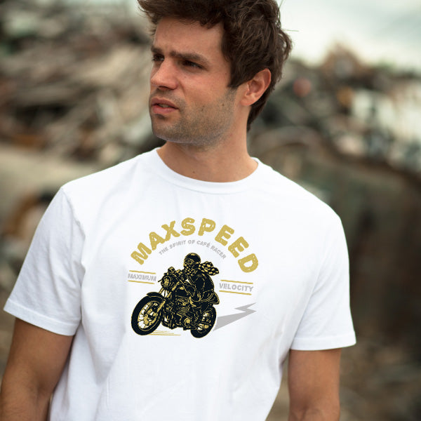 Maxspeed Cafe Racer T-Shirt | Unisex Motorcycle Enthusiast Tee