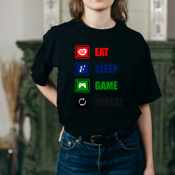 Eat Sleep Game Repeat T-Shirt | Premium Unisex Gaming Tee