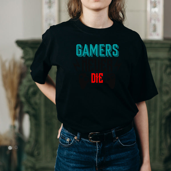 "Gamers Never Die" Unisex T-Shirt | Premium Gaming Tee