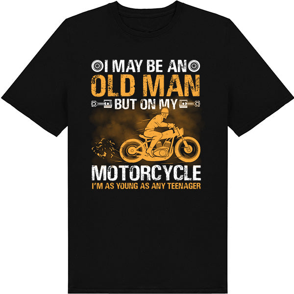 Old Man on Motorcycle T-Shirt | Perfect for Bikers