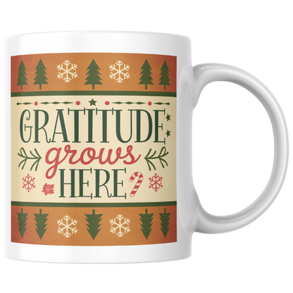 Shop the "Gratitude Grows Here" Christmas Mug - Perfect Holiday Gift for Coffee Lovers