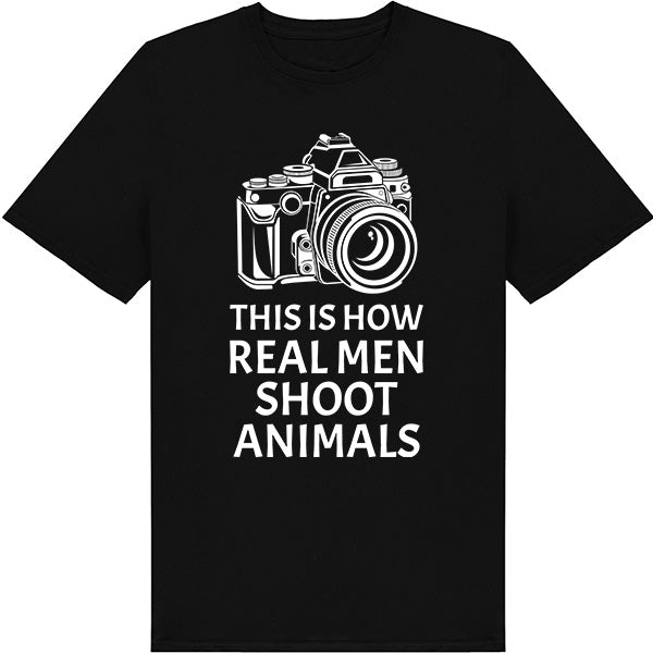 "Real Men Shoot Animals" Unisex T-Shirt | Vegan Vibes