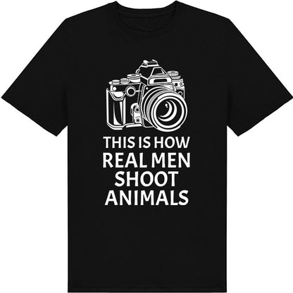 "Real Men Shoot Animals" Unisex T-Shirt | Vegan Vibes