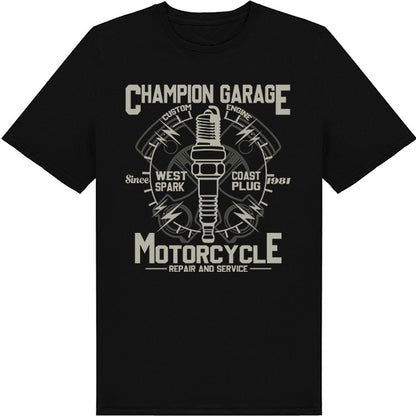 Champion Garage Unisex Motorcycle T-Shirt | Ideal for Riders