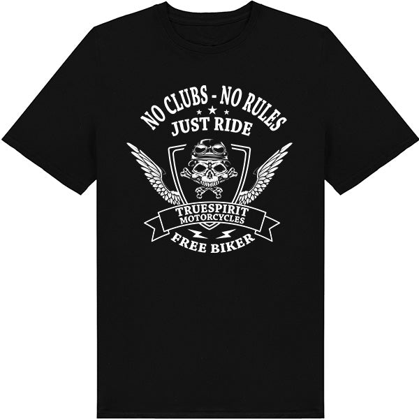 "No Clubs, No Rules" Unisex T-Shirt for Bikers - Shop Now